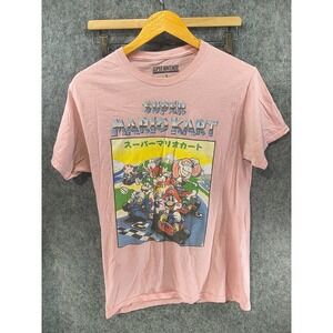 Super Nintendo Pink T-Shirt Super Mario Cart Vintage Graphic Print Unisex Size S